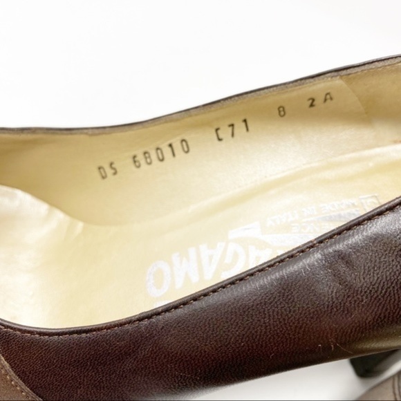 Salvatore Ferragamo Peep Toe Heels Brown 8 - Picture 9 of 10
